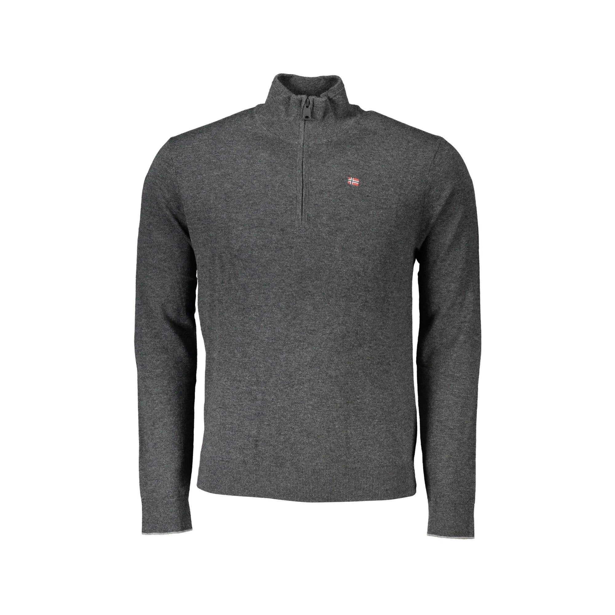 Napapijri Maglione Uomo Grigio Mezzo Zip Ricamo Maglie - foto prodotto